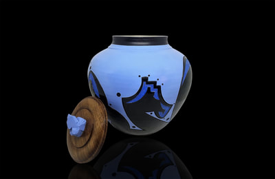 Blue Memorial Urn