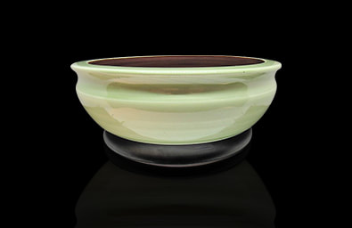 Sea green ceramic bonsai pot