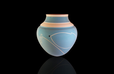 Tall Baby Blue Ceramic Vase