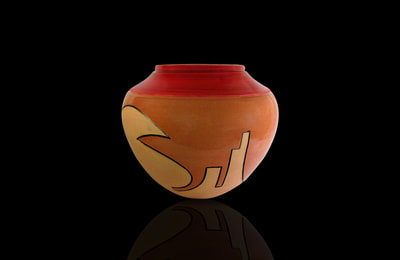 Mexican style Ceramic Vase with red clay
