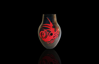 Black tribal Ceramic Vase