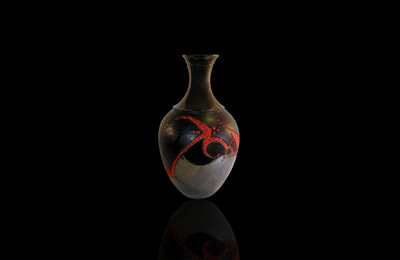 Tall ceramic black and crackle Ceramic Vase